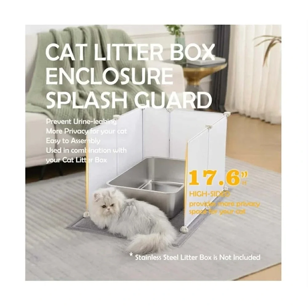 Meexpaws Cat Litter Box Enclosure Splash Guard Extra Large 28L x 21.5W x 18H Inc